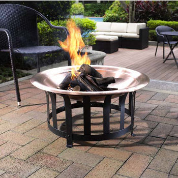 Ridgeway Copper Bowl Firepit With Black Steel Frame By Crosley