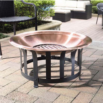 Ridgeway Copper Bowl Firepit With Black Steel Frame By Crosley