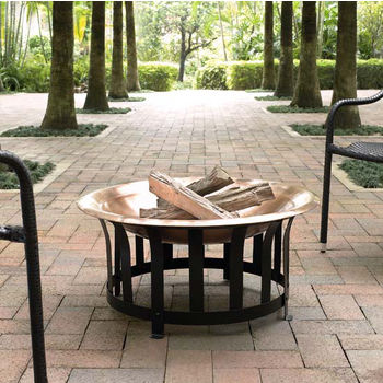 Ridgeway Copper Bowl Firepit With Black Steel Frame By Crosley