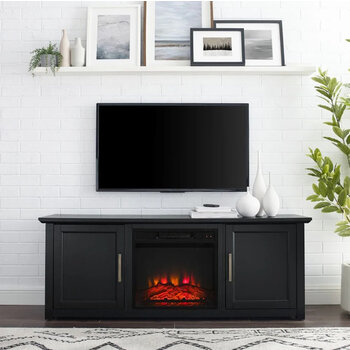 Crosley Furniture Camden 58'' Low Profile TV Stand, Black Front View