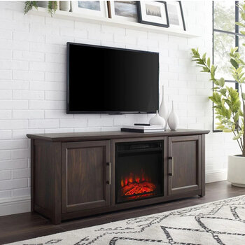 Crosley Furniture Camden 58'' Low Profile TV Stand, Dark Walnut Angle View