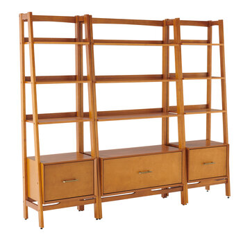 Crosley Furniture  Landon 3Pc Etagere Set - Large Etagere & 2 Small Etageres In Acorn, 82-1/4'' W x 15'' D x 70-1/2'' H