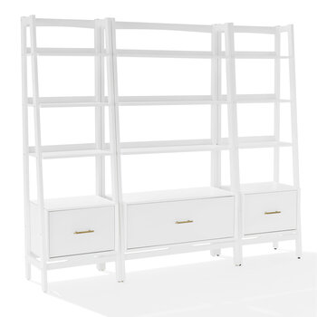 Crosley Furniture  Landon 3Pc Etagere Set - Large Etagere & 2 Small Etageres In White, 82-1/4'' W x 15'' D x 70-1/2'' H