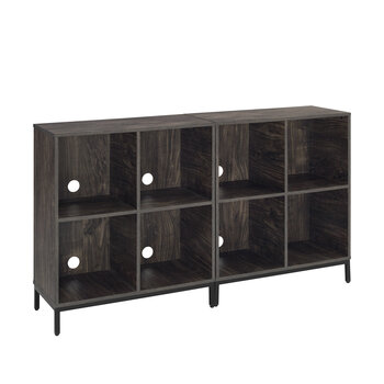 Crosley Furniture  Jacobsen 2Pc Record Storage Cube Bookcase Set- 2 Bookcases In Brown Ash, 57'' W x 13-1/2'' D x 33'' H
