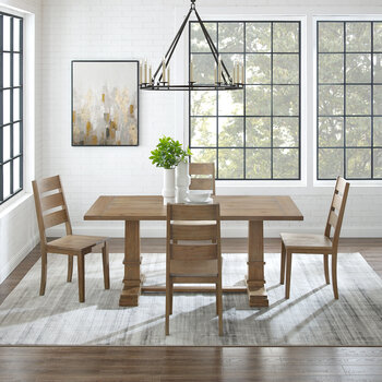 Crosley Furniture  Joanna 5Pc Dining Set - Table & 4 Ladder Back Chairs In Rustic Brown, 128'' W x   D x 39-1/8'' H