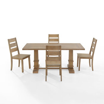 Crosley Furniture  Joanna 5Pc Dining Set - Table & 4 Ladder Back Chairs In Rustic Brown, 128'' W x   D x 39-1/8'' H