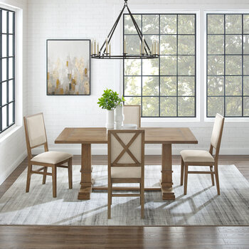 Crosley Furniture  Joanna 5Pc Dining Set - Table & 4 Upholstered Back Chairs In Rustic Brown, 126'' W x 90'' D x 39-7/8'' H