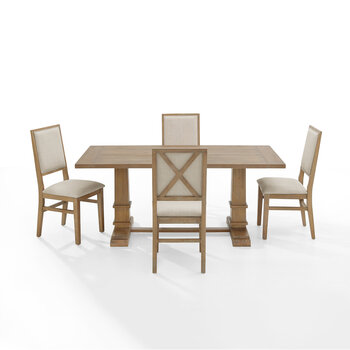 Crosley Furniture  Joanna 5Pc Dining Set - Table & 4 Upholstered Back Chairs In Rustic Brown, 126'' W x 90'' D x 39-7/8'' H
