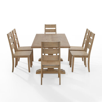 Crosley Furniture  Joanna 7Pc Dining Set - Table & 6 Ladder Back Chairs In Rustic Brown, 128'' W x 92'' D x 39-1/8'' H