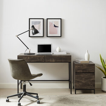 Crosley Furniture  Jacobsen 2Pc File Cabinet And Desk Set- Desk & File Cabinet In Brown Ash, 42-1/8'' W x 20'' D x 30-1/2'' H