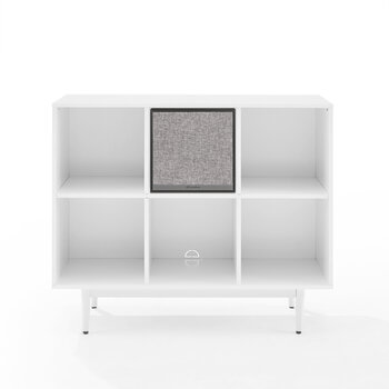 Crosley Furniture  Liam 6 Cube Record Storage Bookcase With Speaker- Bookcase & Speaker In White, 42-1/4'' W x 15-3/4'' D x 35-7/8'' H