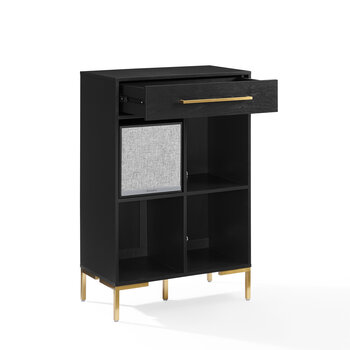 Crosley Furniture  Juno Record Storage Cube Bookcase With Speaker- Bookcase & Speaker In Black, 28'' W x 15'' D x 42-1/4'' H