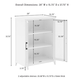 Crosley Furniture  Milo 3Pc Media Storage Cabinet Set- 3 Storage Pantries In White, 84'' W x 15-3/4'' D x 37-3/4'' H