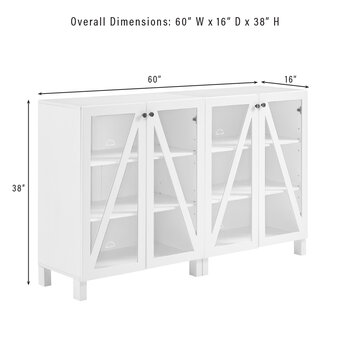 Crosley Furniture  Cassai 2Pc Media Storage Cabinet Set- 2 Storage Pantries In White, 60'' W x 16'' D x 38'' H