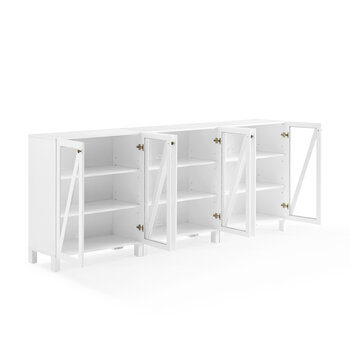 Crosley Furniture  Cassai 3Pc Media Storage Cabinet Set- 3 Storage Pantries In White, 90'' W x 16'' D x 38'' H