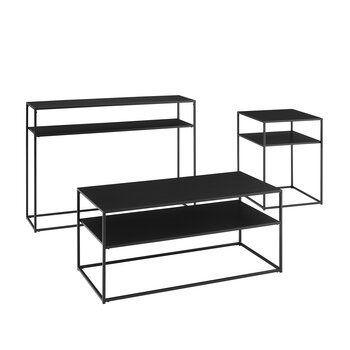 Crosley Furniture  Braxton 3Pc Coffee Table Set - Coffee Table, Console Table, & End Table In Matte Black, 0'' W x 0'' D x 0'' H