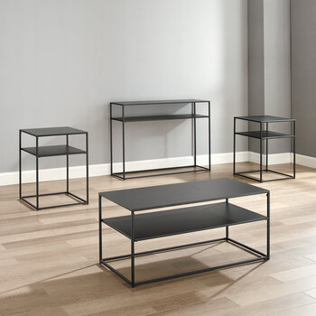 Crosley Furniture  Braxton 4Pc Coffee Table Set - Coffee Table, Console Table, & 2 End Tables In Matte Black, 0'' W x 0'' D x 0'' H