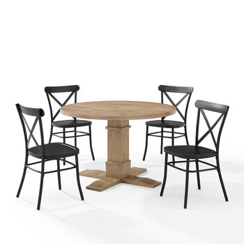 Crosley Furniture  Joanna 5Pc Round Dining Set W/Camille Chairs- Table & 4 Chairs In Matte Black, 98'' W x 98'' D x 34-3/4'' H