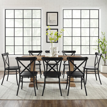 Crosley Furniture  Joanna 9Pc Dining Set W/Camille Chairs- Table & 8 Chairs In Matte Black, 123'' W x 86'' D x 34-3/4'' H