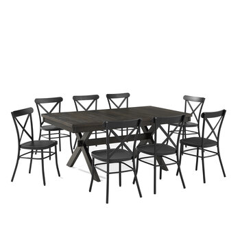 Crosley Furniture  Hayden 9Pc Dining Set W/Camille Chairs- Table & 8 Chairs In Matte Black, 123'' W x 91'' D x 34-3/4'' H