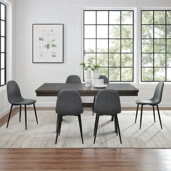 Crosley Furniture Hayden 7Pc Dining Set W/Weston Chairs- Table & 6 Chairs In Distressed Gray, 119'' W x 87'' D x 34'' H