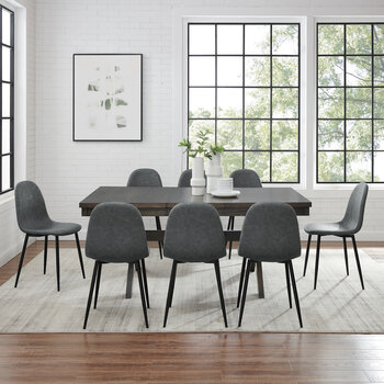 Crosley Furniture Hayden 9Pc Dining Set W/Weston Chairs- Table & 8 Chairs In Distressed Gray, 119'' W x 87'' D x 34'' H