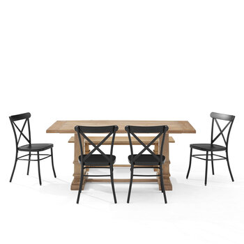 Crosley Furniture Joanna 6Pc Dining Set W/Camille Chairs- Table, Bench, & 4 Chairs In Matte Black, 121'' W x 81'' D x 34-3/4'' H