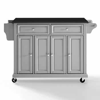 Crosley Furniture Portable Kitchen Cart Black Finish Granite Top KitchenSource