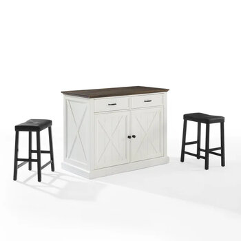 Kitchen Island with Uph Saddle Stools - Display View