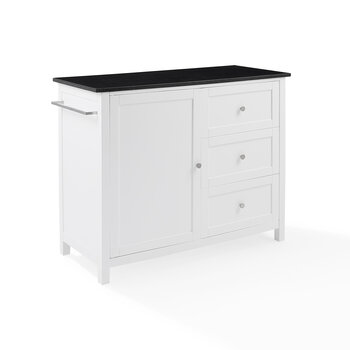 Crosley Furniture  Soren Black Granite Top Kitchen Island/Cart In White, 42-1/8'' W x 18-1/8'' D x 37-1/2'' H