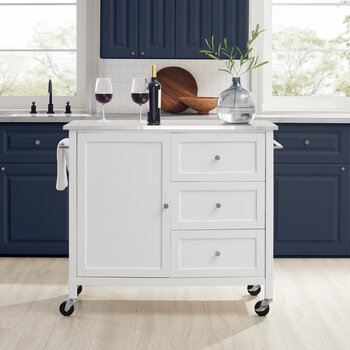 Crosley Furniture  Soren Stainless Steel Top Kitchen Island/Cart In White, 42-1/8'' W x 18-1/8'' D x 37-1/2'' H
