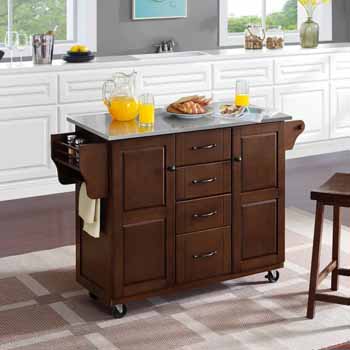 Crosley Furniture Eleanor Kitchen Island Cart with Stainless Steel Top KitchenSource