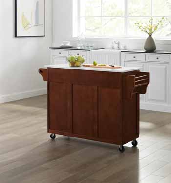 Crosley Furniture Eleanor Kitchen Island Cart with White Finish Granite Top KitchenSource