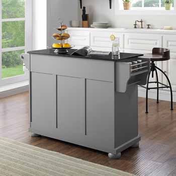 Crosley Furniture Kitchen Island Black Finish Granite Top KitchenSource