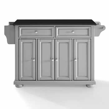 Crosley Furniture Kitchen Island Black Finish Granite Top KitchenSource