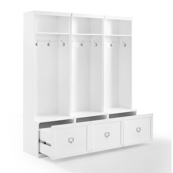 Crosley Furniture Harper 3Pc Entryway Set - 3 Hall Trees In White, 66'' W x 16-3/8'' D x 74'' H
