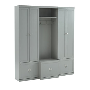 Crosley Furniture Harper 3Pc Entryway Set - Hall Tree & 2 Pantry Closets In Gray, 66'' W x 16-3/8'' D x 74'' H