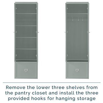 Crosley Furniture Harper 3Pc Entryway Set - Hall Tree & 2 Pantry Closets In Gray, 66'' W x 16-3/8'' D x 74'' H