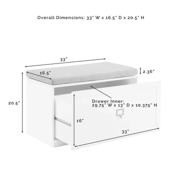 2Pc Entryway Set - Bench - Dimensions