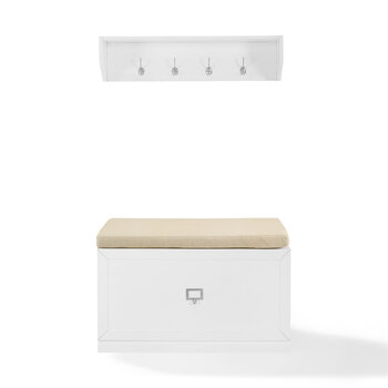 Crosley Furniture Harper 2 Piece Entryway Set - Bench & Shelf In White, 33'' W x 16-1/2'' D x 74'' H
