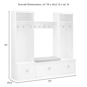 With Hall Trees - 4Pc Entryway Set - Hall Tree - Dimensions