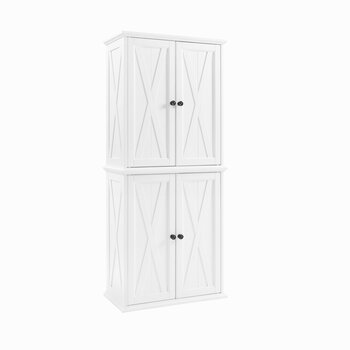 Crosley Furniture Clifton Tall Pantry - 2 Stackable Pantries In Distressed White, 30'' W x 15-3/4'' D x 72'' H
