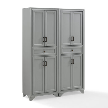 Crosley Furniture Tara 2Pc Pantry Set - 2 Pantries In Distressed Gray, 47-1/2'' W x 15'' D x 67-3/4'' H