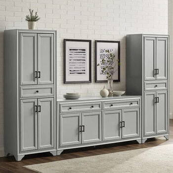 Distressed Gray - Sideboard And Pantry Set