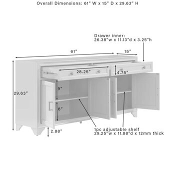 Distressed Gray - Sideboard Dimensions
