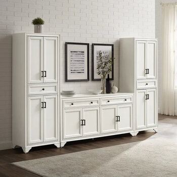 Distressed White - Sideboard And Pantry Set
