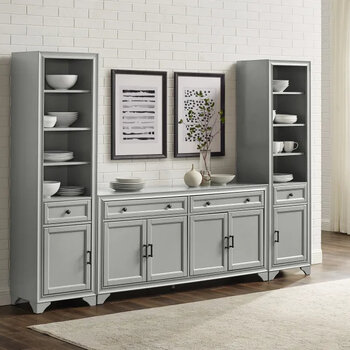 Distressed Gray - Sideboard And Bookcase Set