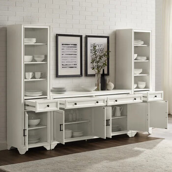 Distressed White - Sideboard And Bookcase Set