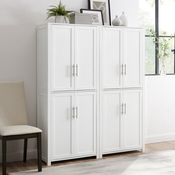 Crosley Furniture Savannah 2Pc Pantry Set - 2 Pantries In White, 56'' W x 15'' D x 67'' H