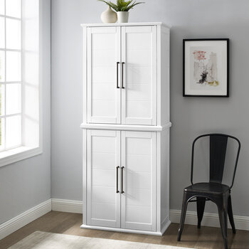 Crosley Furniture Bartlett Tall Storage Pantry - 2 Stackable Pantries In White, 30'' W x 15-3/4'' D x 72'' H